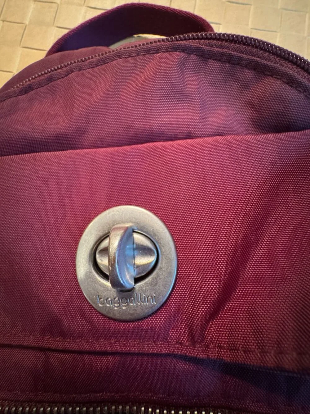 Baggallini Naples Convertible Small Daypack Sling Crossbody, Dark Cherry